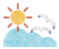 太陽と山と鴎